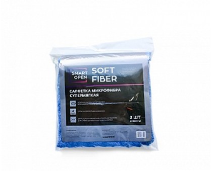 Soft Fiber - Салфетка микрофибра супермягкая 40х40 SmartOpen 2 шт/упак